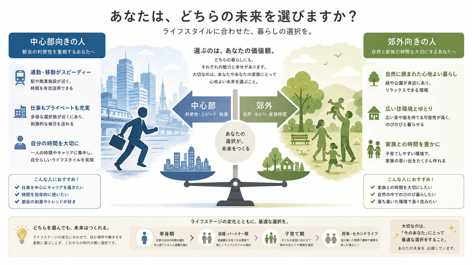 中心部と郊外どちらを選ぶべきか